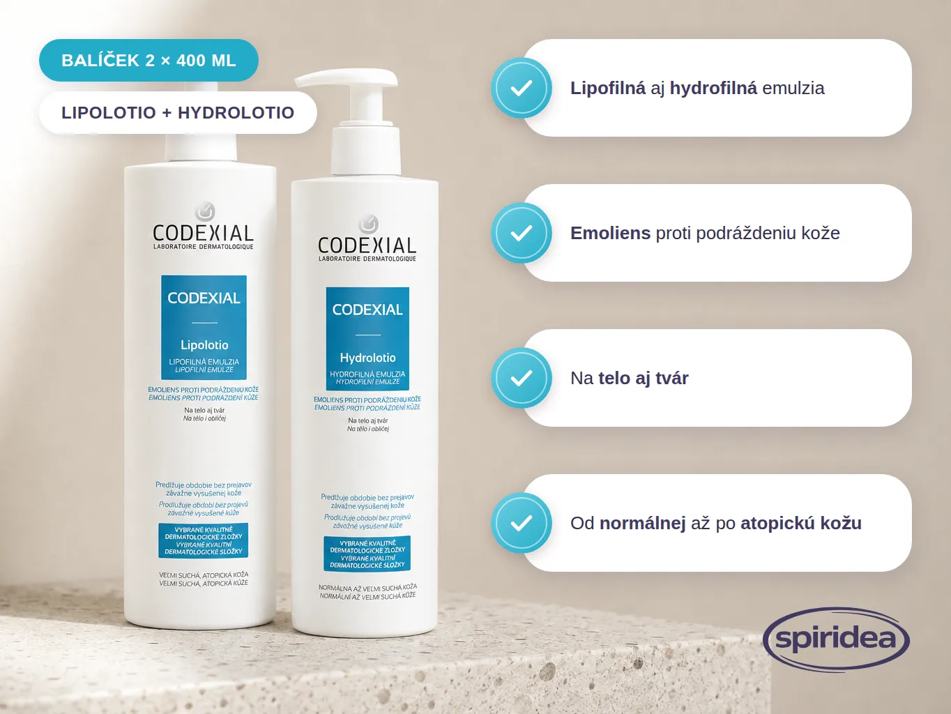 Codexial Lipolotio & Hydrolotio zvýhodnený balíček 2x400ml – Obrázok 2